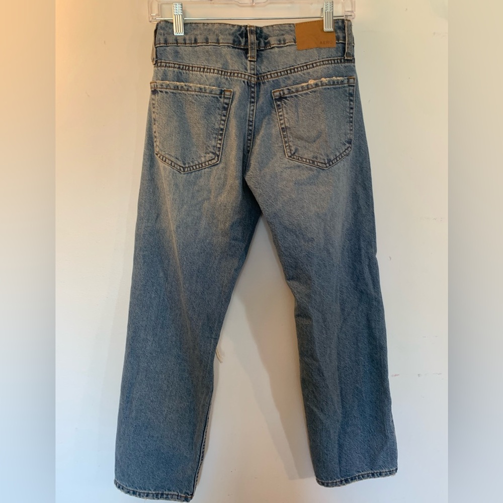 Aeropostale 000 XXS Short Low Rise Baggy Distressed Denim Jeans - Picture 5 of 10